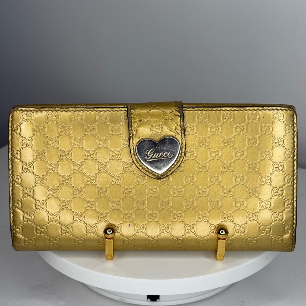 Vintage Gucci Guccisima  Leather Gold Long Wallet